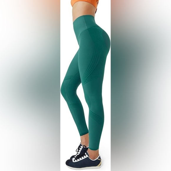 Fanka Full length Body sculpt Teal Patterned Leggings XS Small reversible tights - Picture 1 of 16